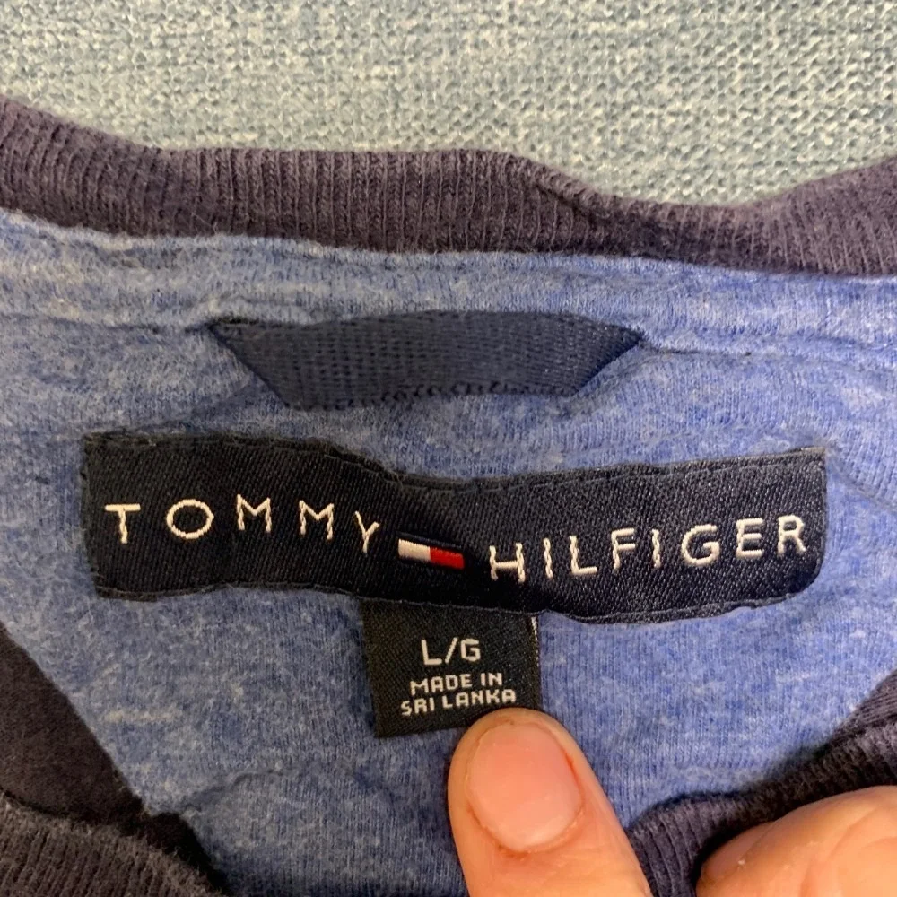 Tommy Hilfiger Shirt Mens Large Heather Blue Crew Neck Long Sleeve Regular Fit
